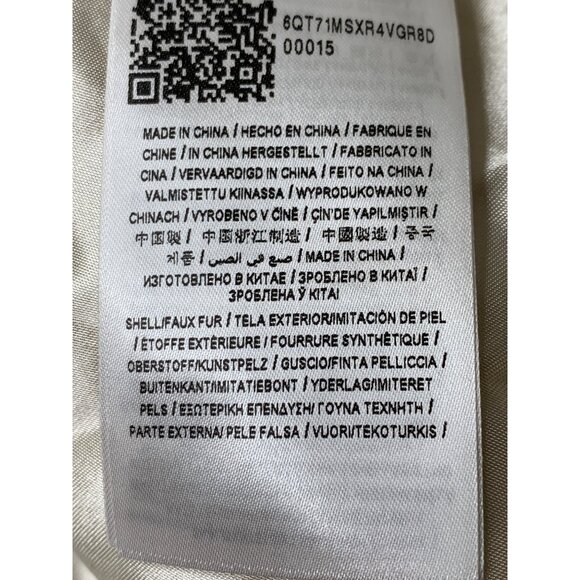 Guess Womens Cream Faux Fur & Leather Asymmetric Zip Vest XL 10009 - Picture 8 of 12